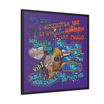 drop the beat - framed canvas art (purple)
