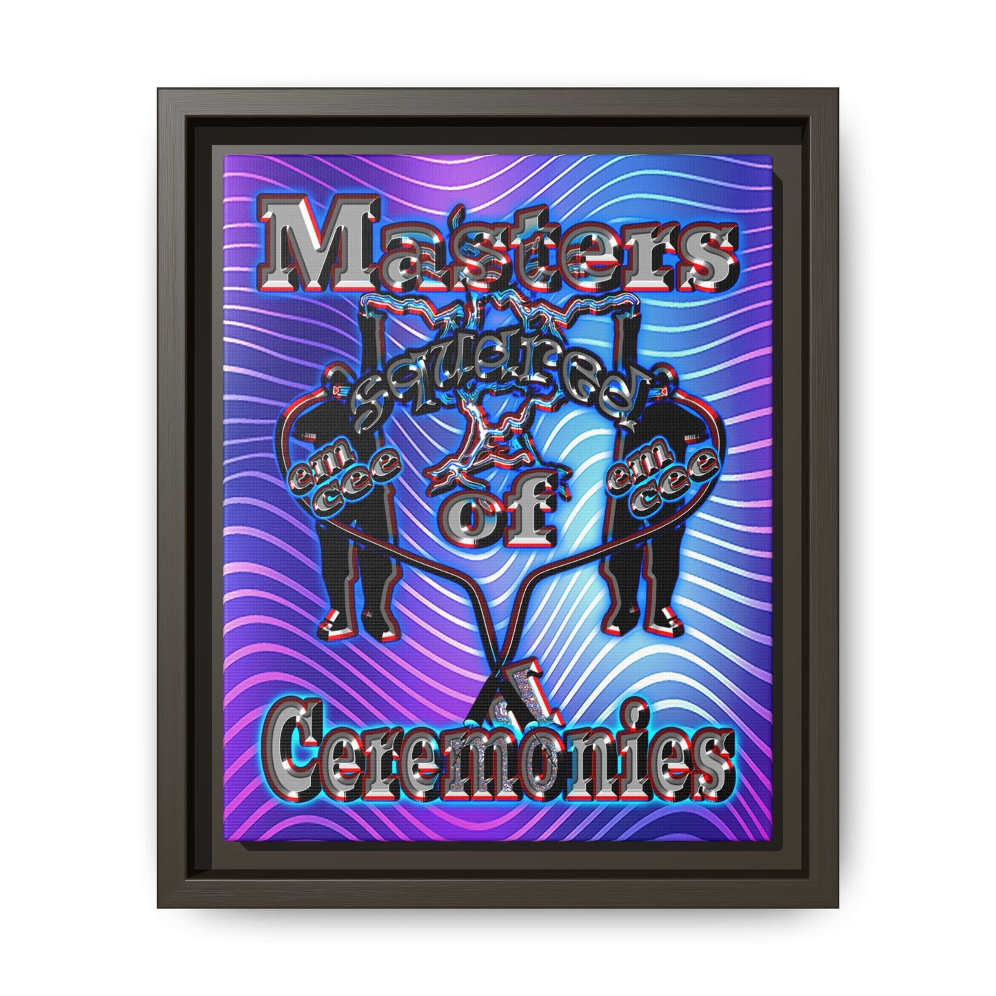 em cee squared - framed canvas art (purple wave)