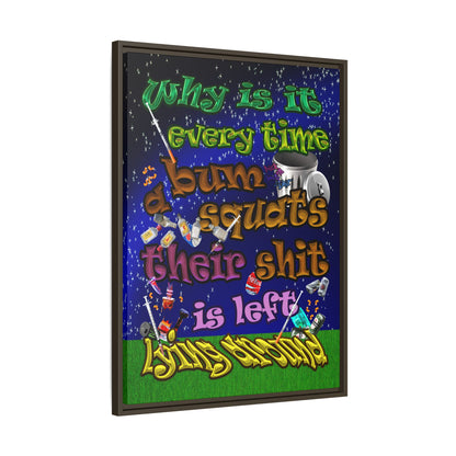 the bum's shit - framed canvas art ('snoops' background)