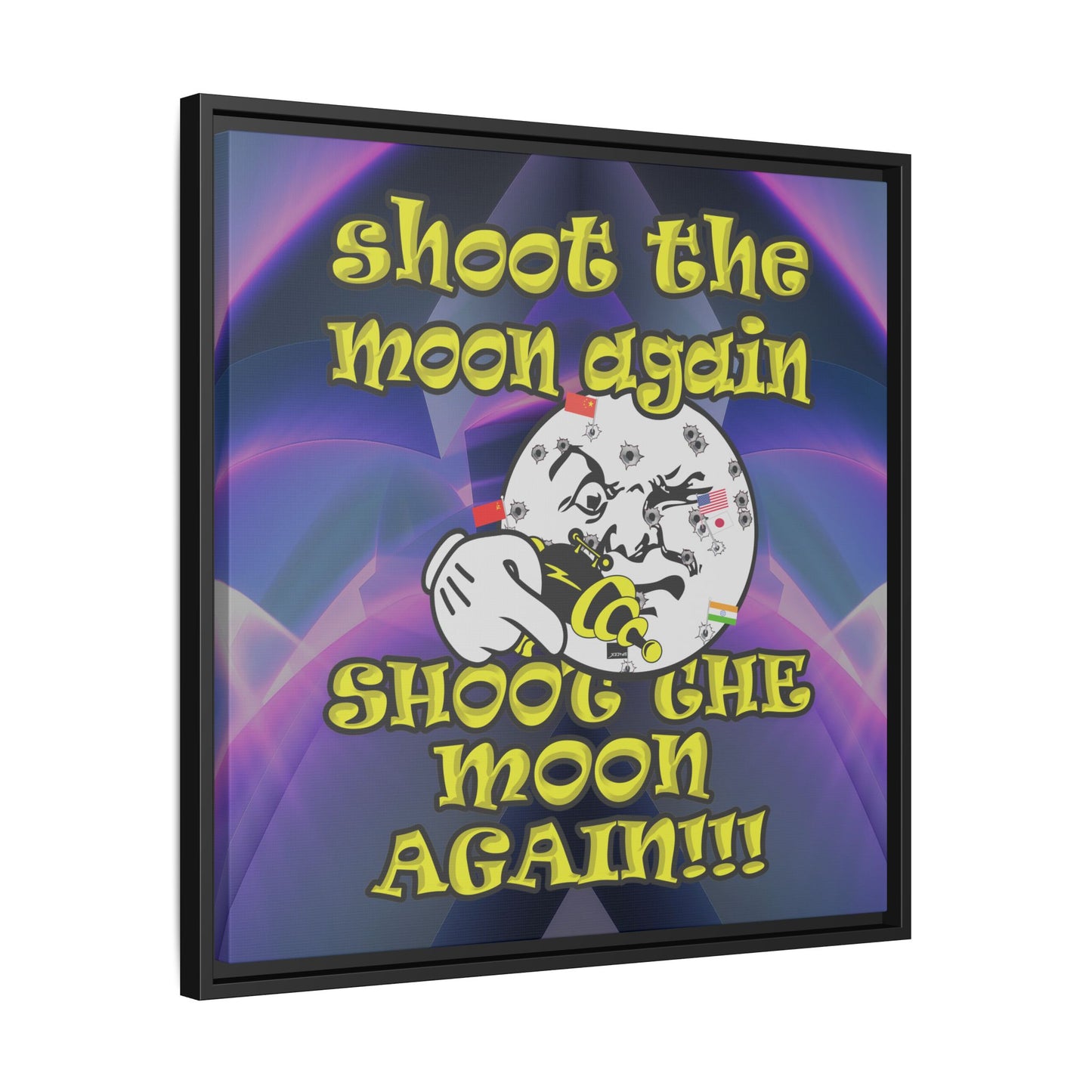 shoot the moon again - framed canvas art (grey-pink wave)