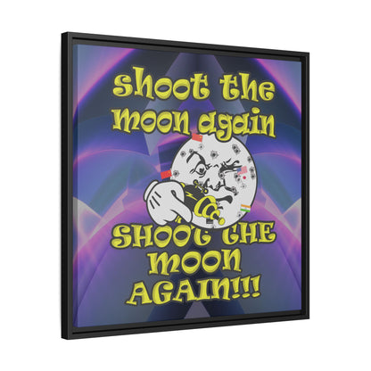 shoot the moon again - framed canvas art (grey-pink wave)
