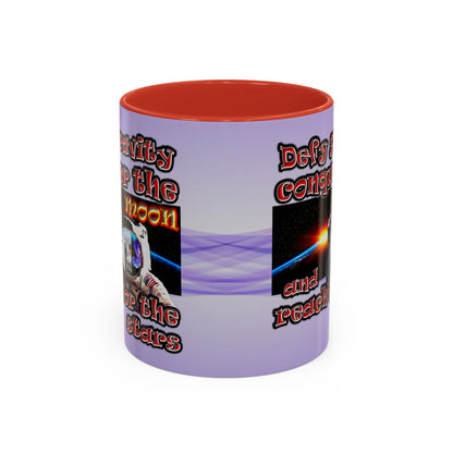 defy conquer reach - Accent Mug (light blue-pink wave)
