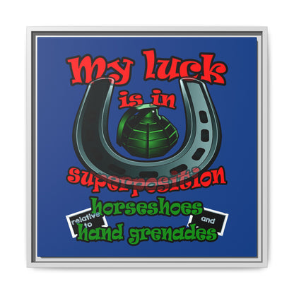 my luck - framed canvas art (dark blue)