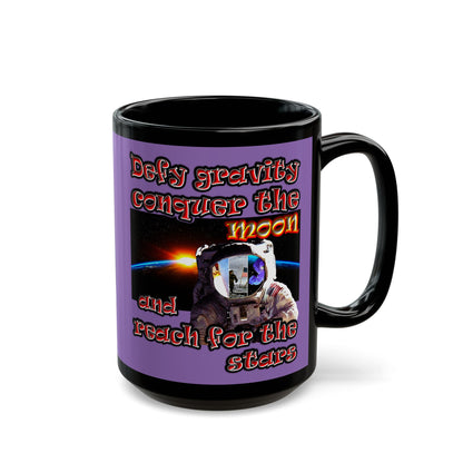 defy conquer reach - Black Mug (light purple)