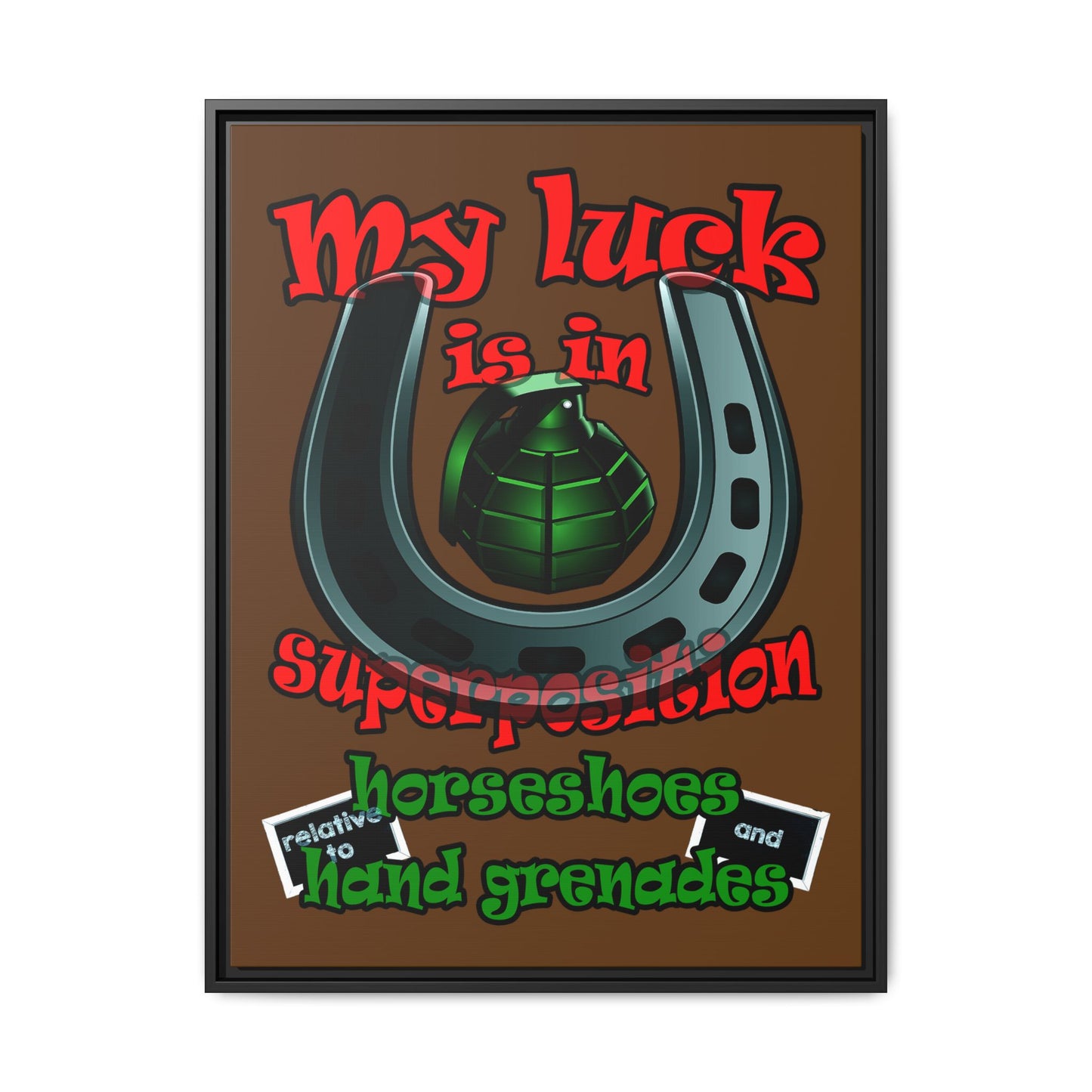 my luck - framed canvas art (brown)