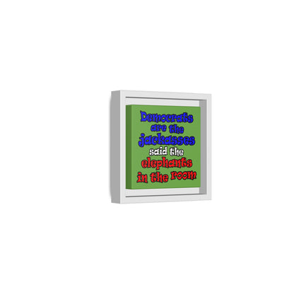 donkeys and elephants - framed canvas art (green)
