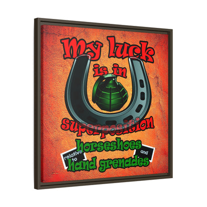 my luck - framed canvas art (burnt orange)