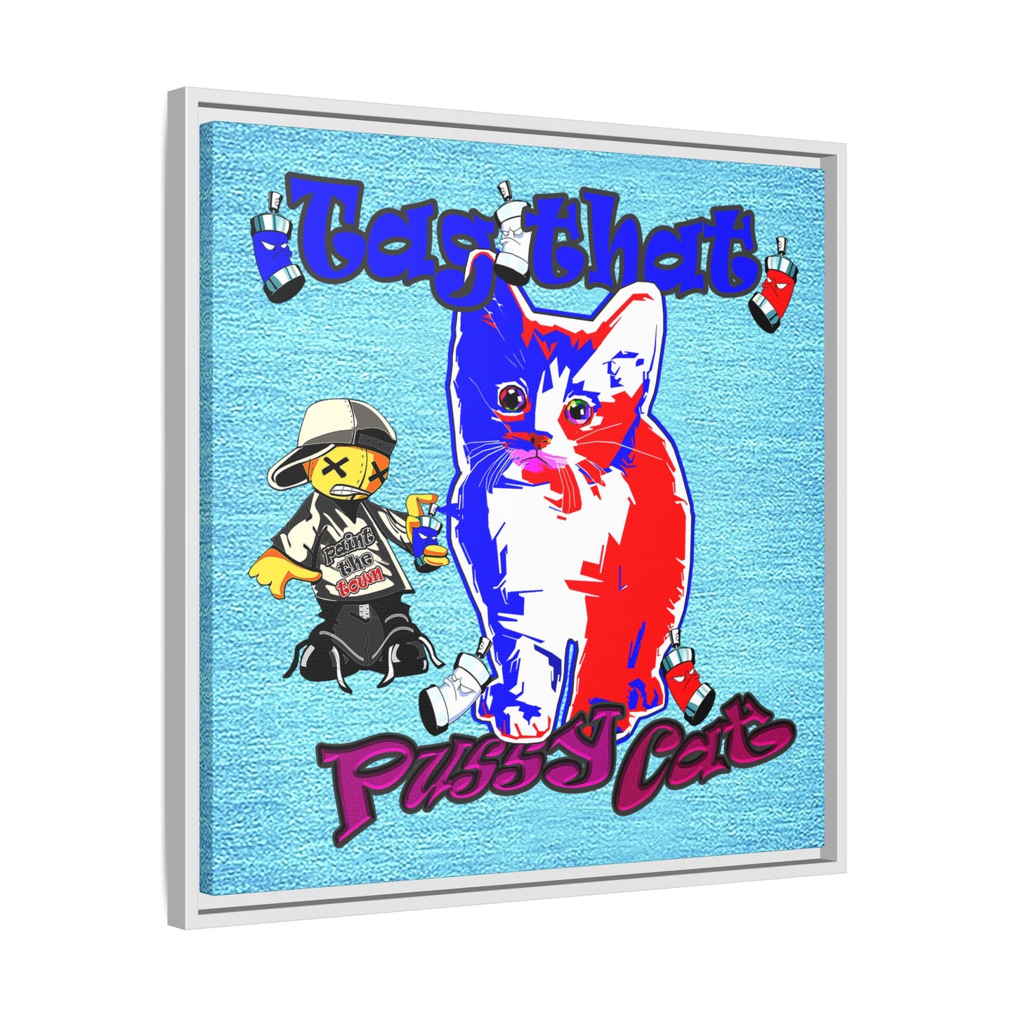 tag that - framed canvas art (faded blue)