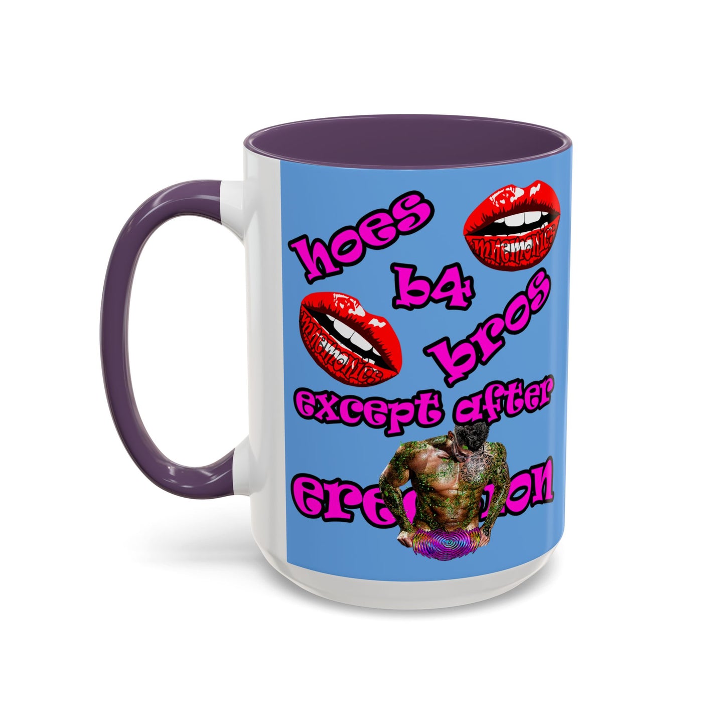 hoes b4 bros - Accent Mug (light blue)