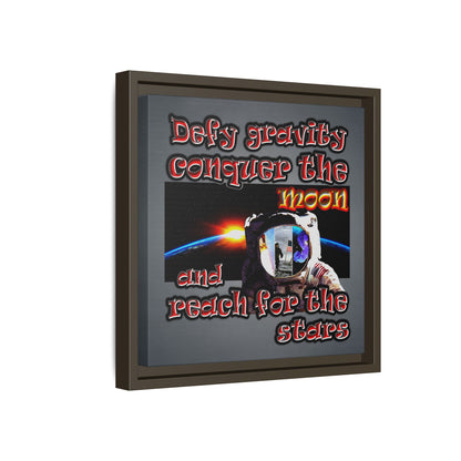 defy conquer reach - framed canvas art (grey-light grey)