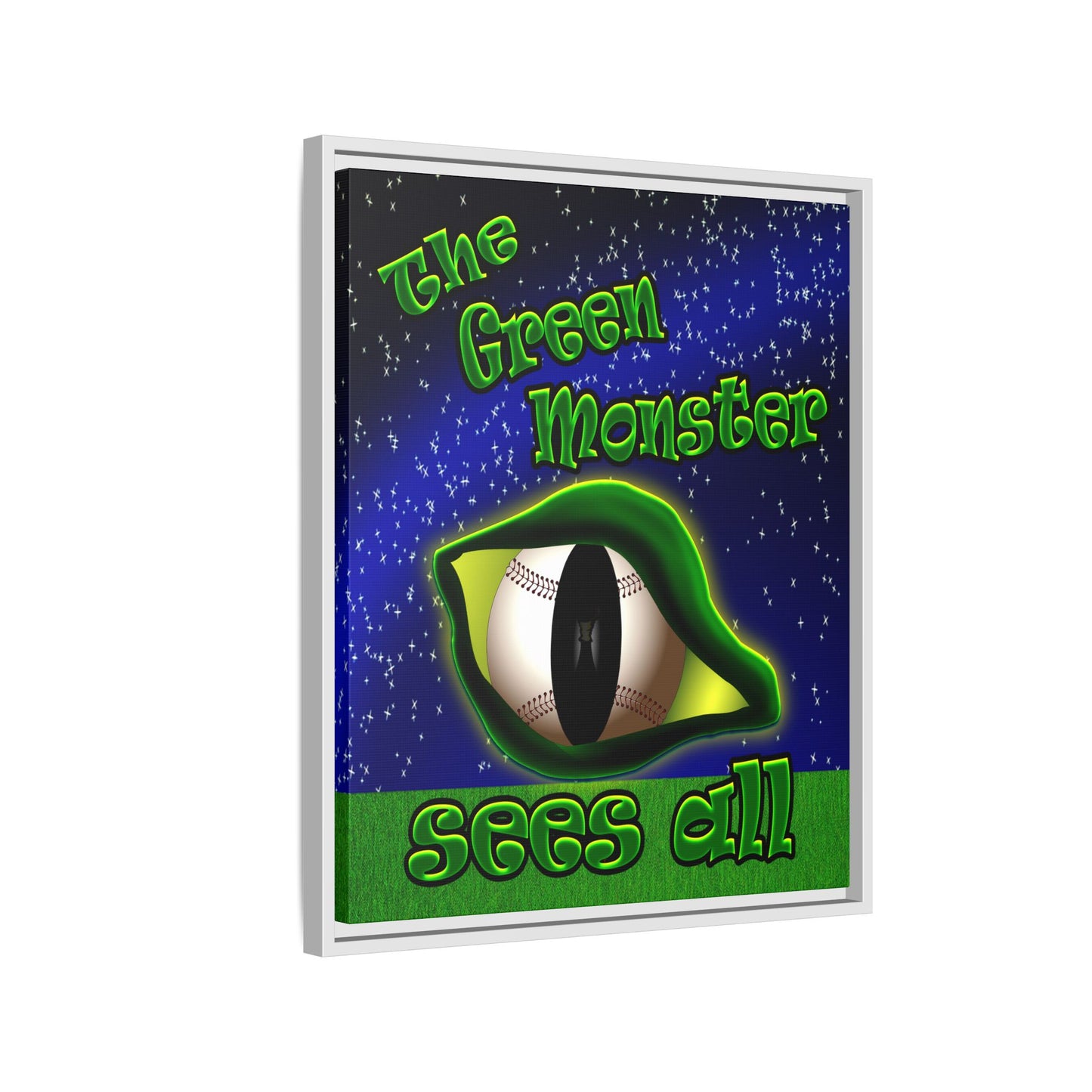 green monster - framed canvas art ('snoops' background)