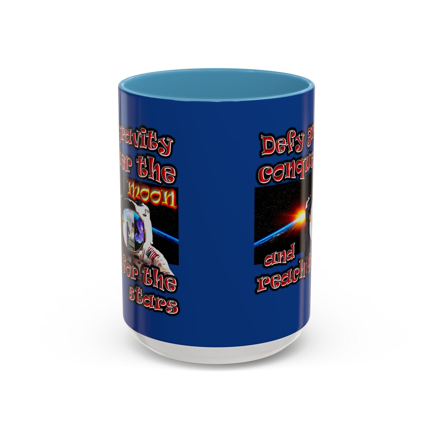 defy conquer reach - Accent Mug (dark blue)