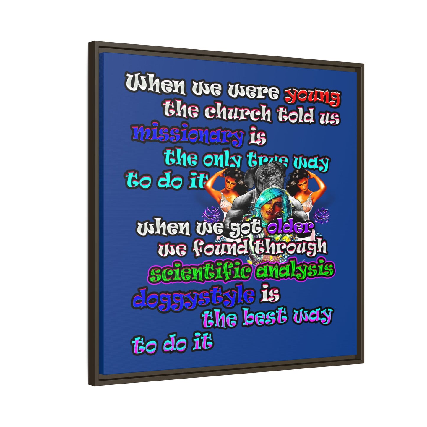 doggystyle - framed canvas art (dark blue)