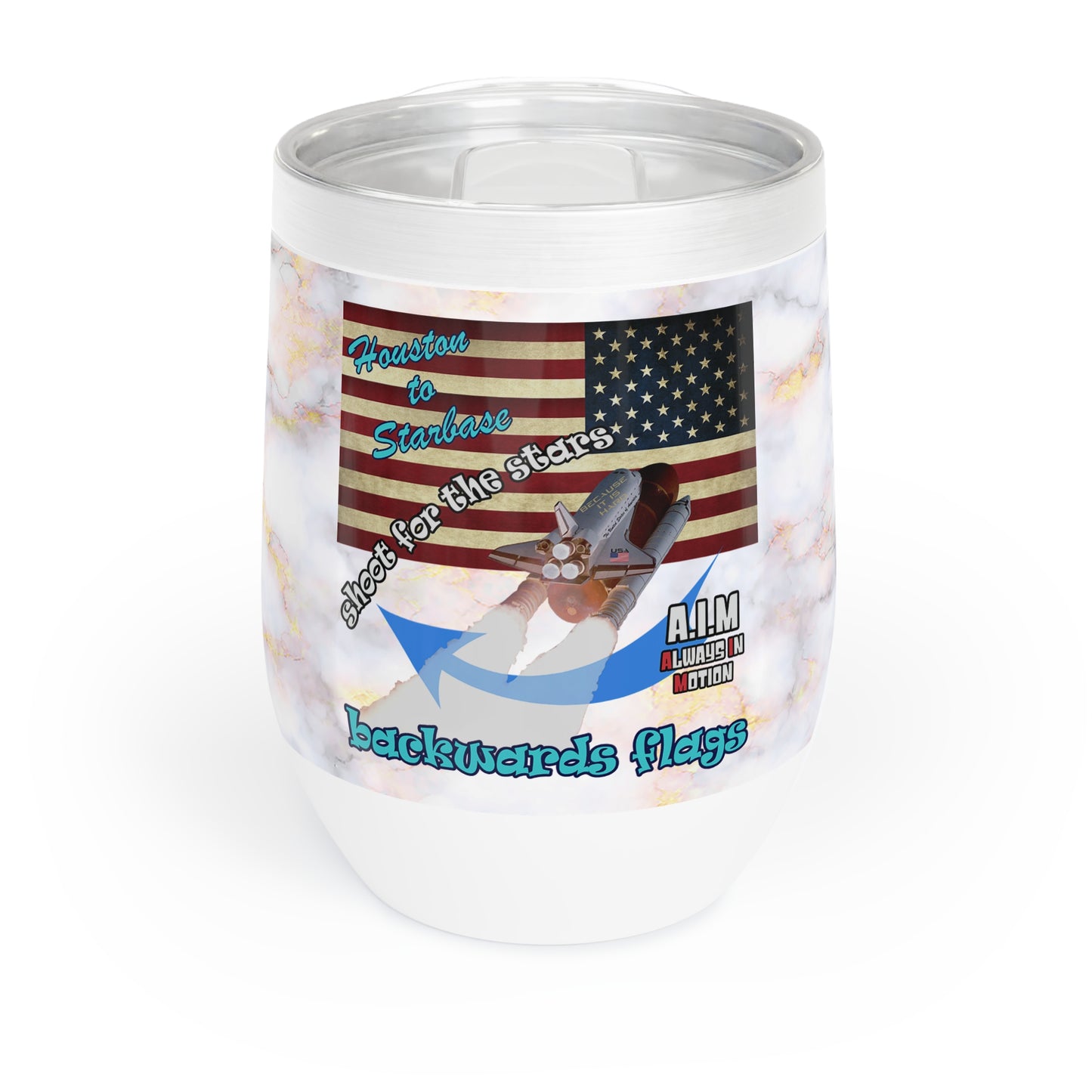 shoot for the stars - Chill Wine Tumbler (white marble)
