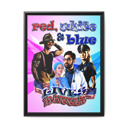 rw&b lives matter - framed canvas art (light blue-pink wave)