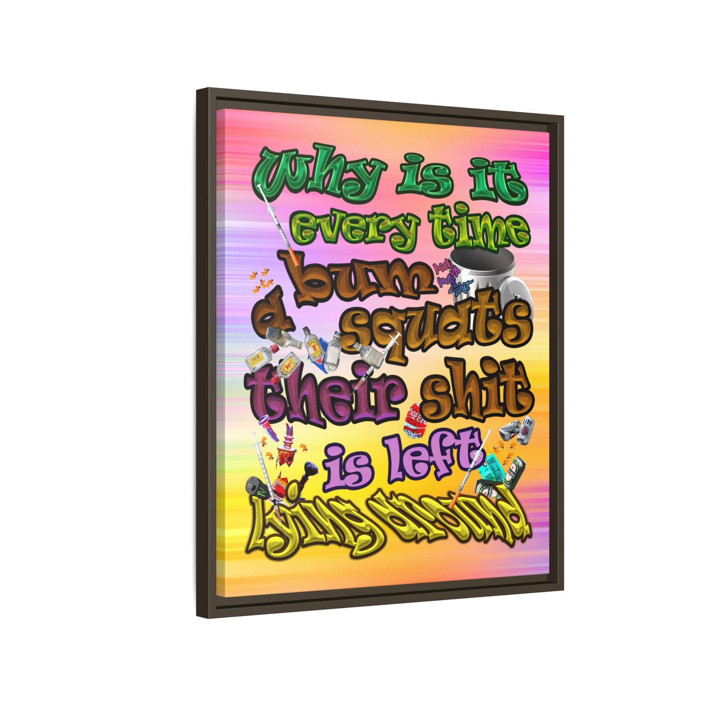 the bum's shit - framed canvas art (color blur)