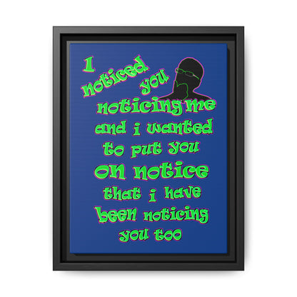 noticed you noticing - framed canvas art (dark blue)