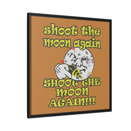 shoot the moon again - framed canvas art (light brown)