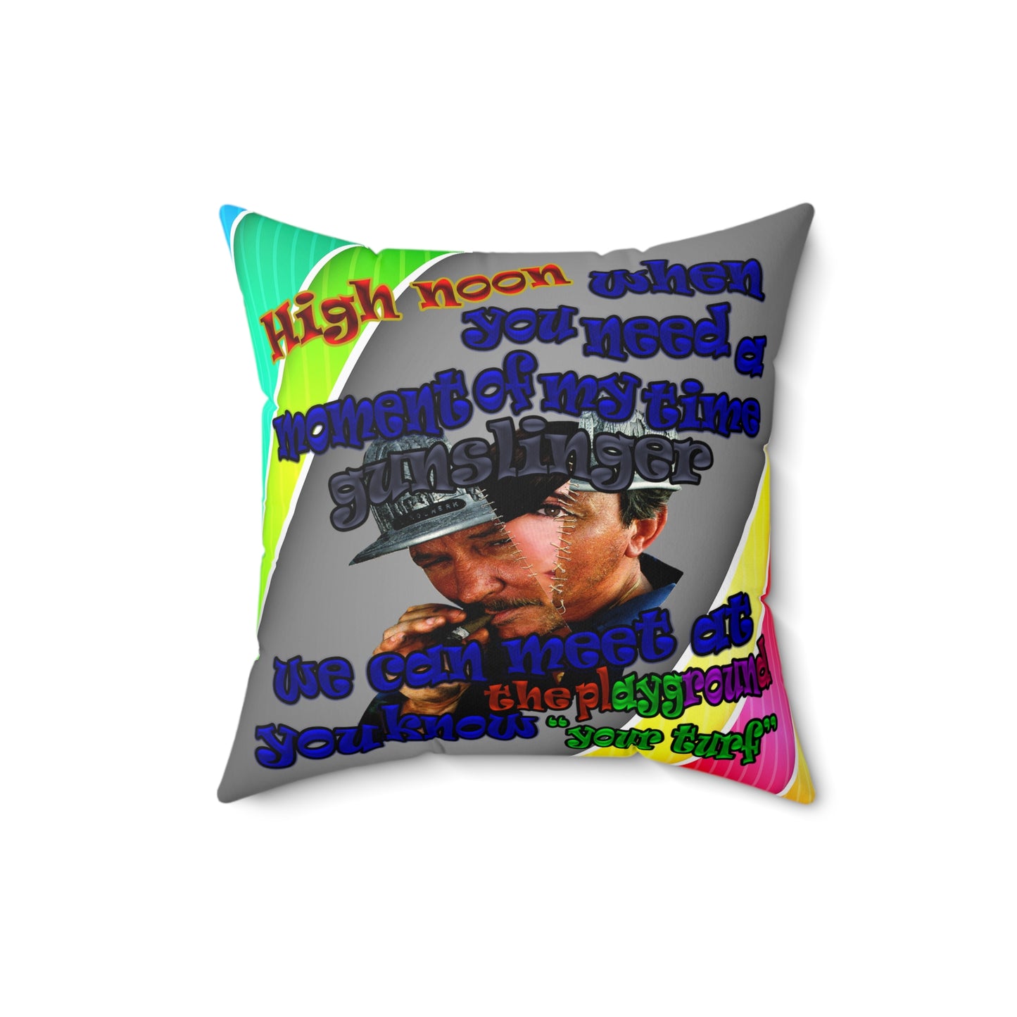 high noon - Spun Polyester Square Pillow - (rainbow split)