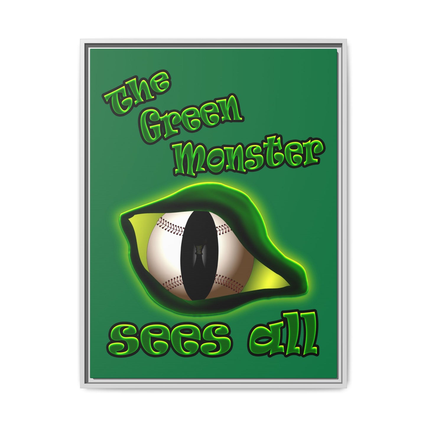 green monster - framed canvas art (dark green)