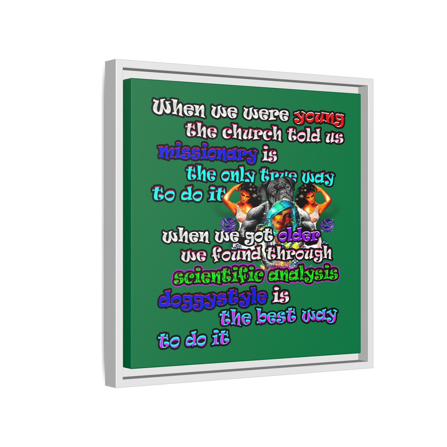 doggystyle - framed canvas art (dark green)
