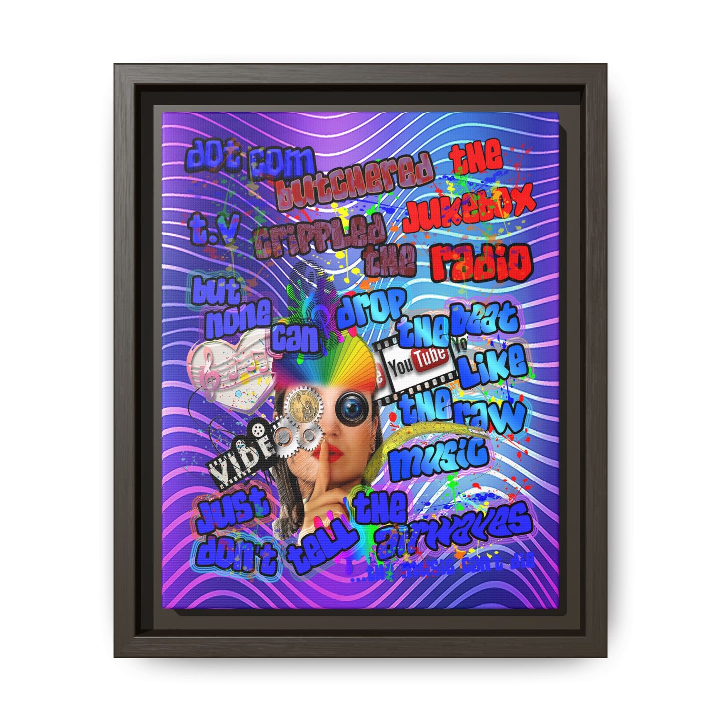 drop the beat - framed canvas art (purple wave)
