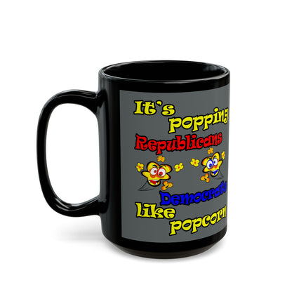 popping like popcorn - Black Mug (dark grey)