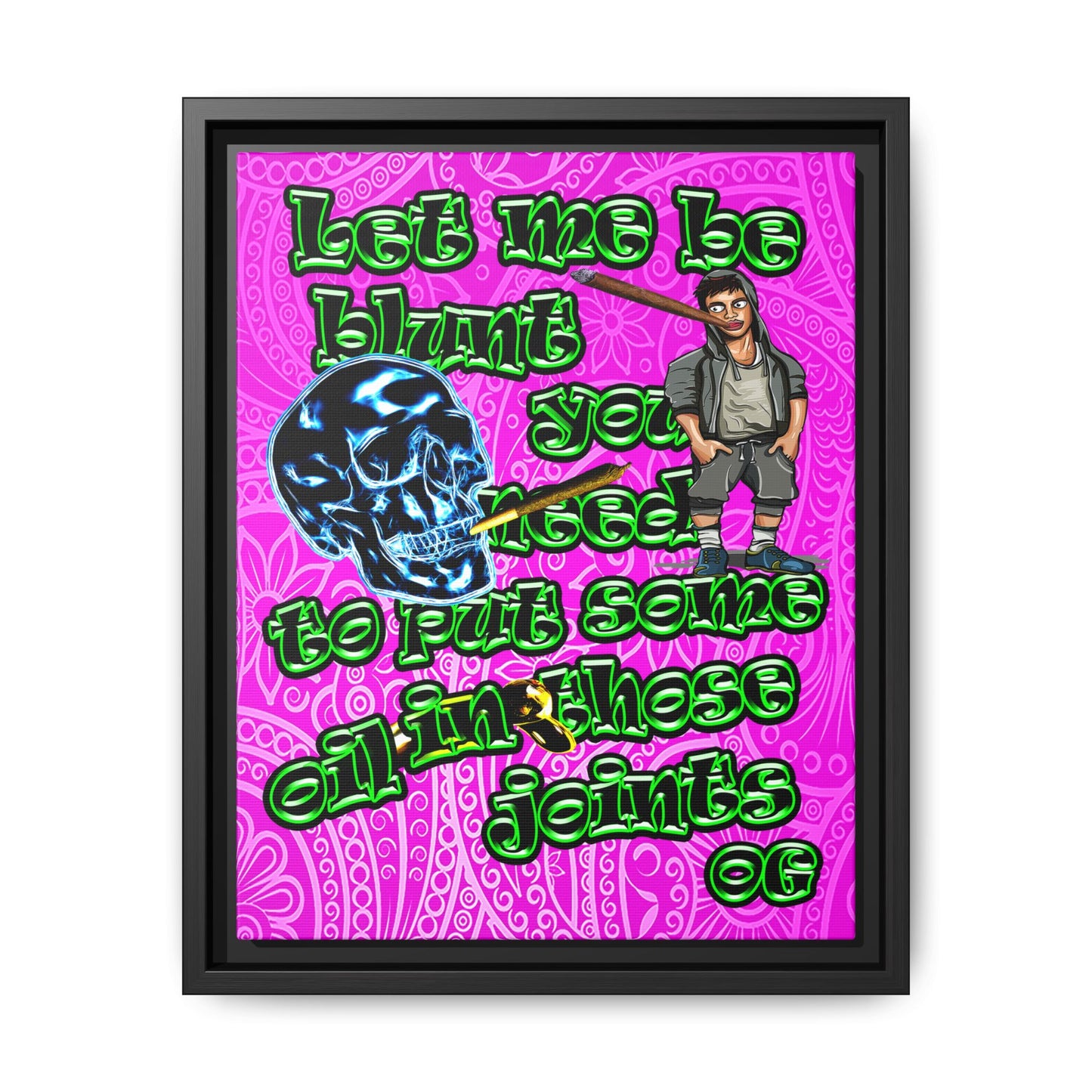 og - framed canvas art (pink swirl)