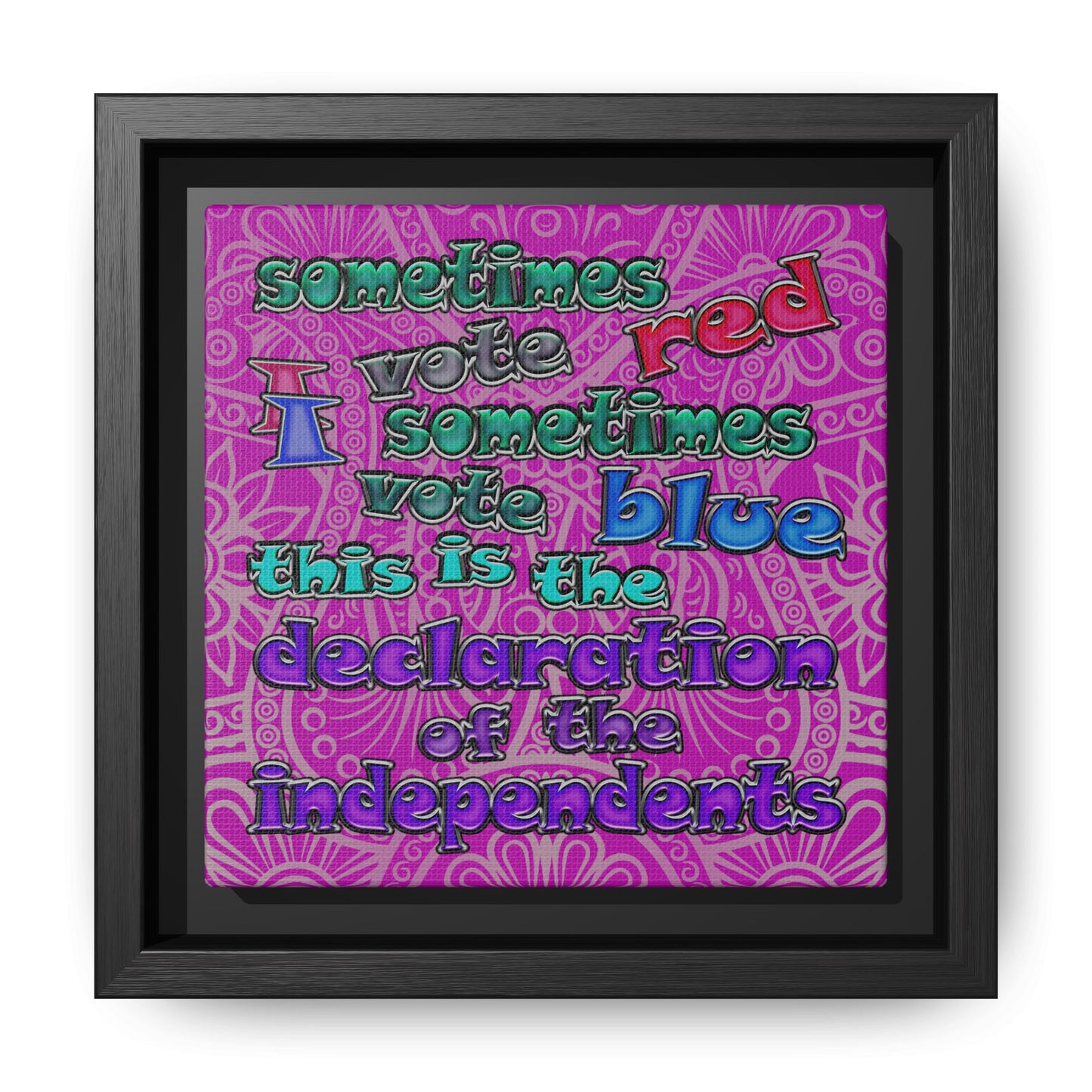 declaration of the independents - framed canvas art (pink swirl)