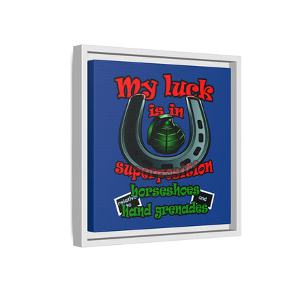 my luck - framed canvas art (dark blue)