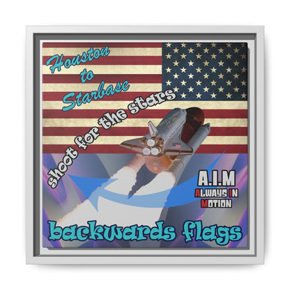 shoot for the stars - framed canvas art (grey-pink wave)