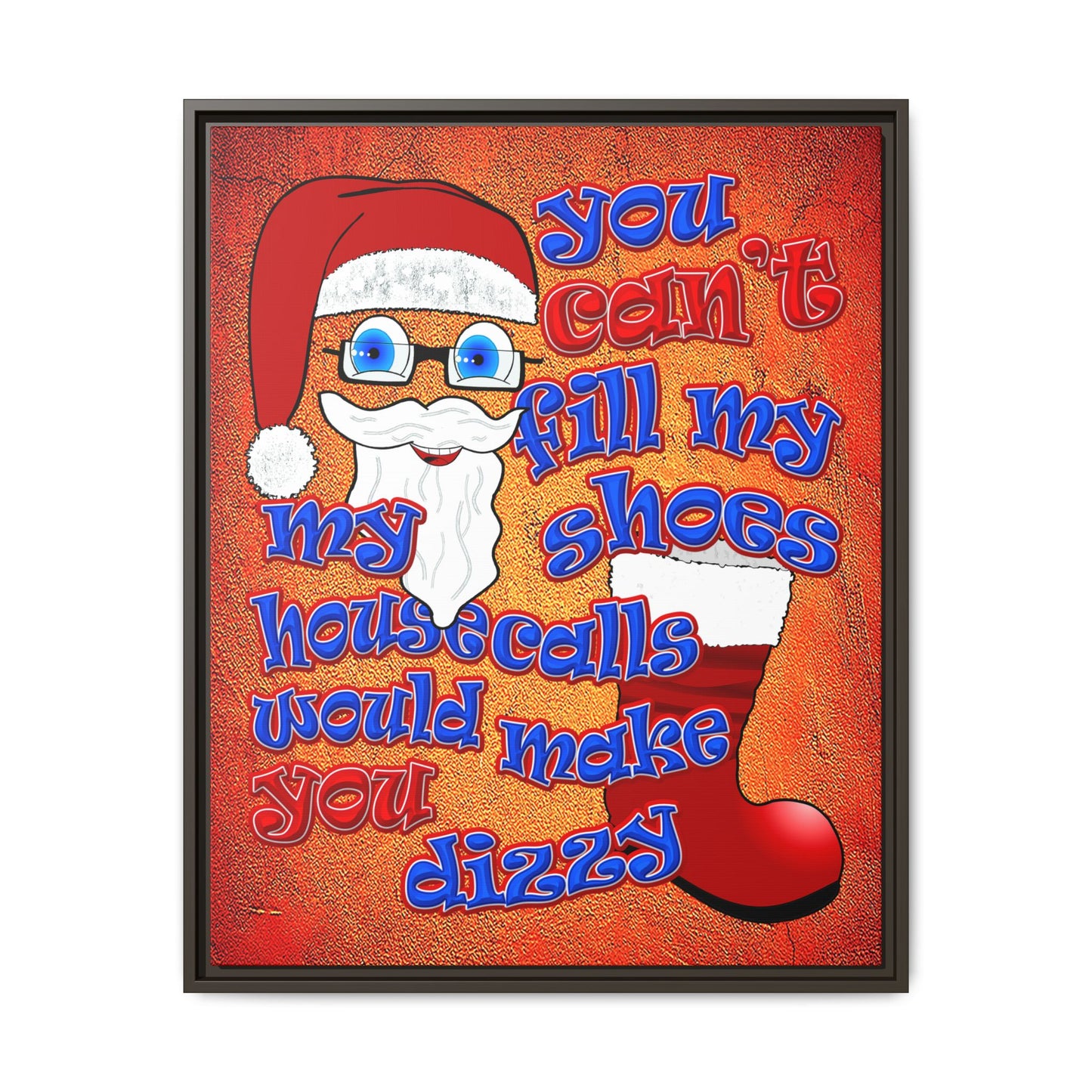santa's shoes - framed canvas art (burnt orange)