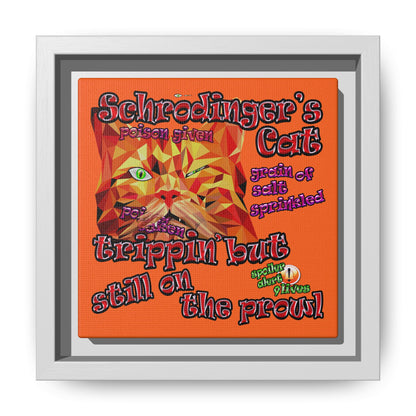 schrodinger's cat - framed canvas art (orange)