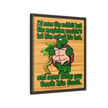 turtle race - framed canvas art (butterscotch wood finish)