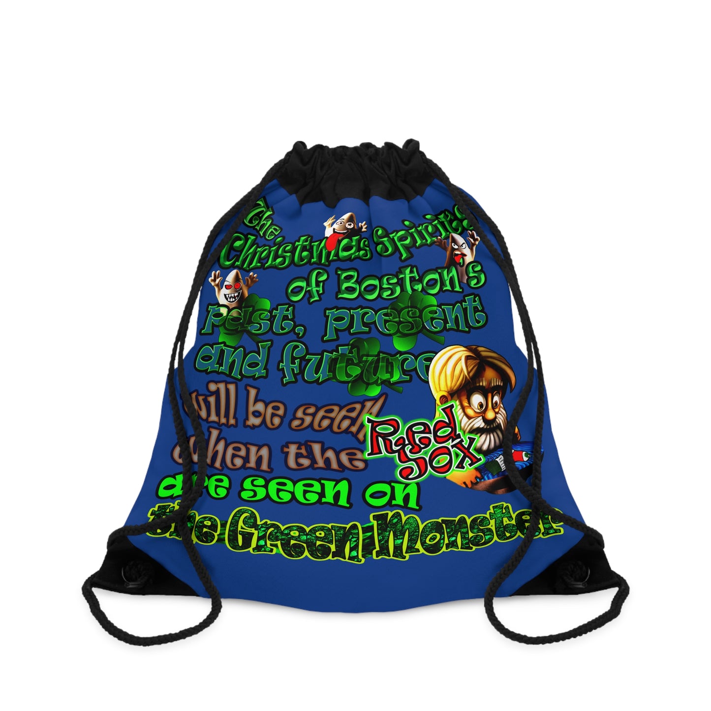christmas spirits of boston - Drawstring Bag (dark blue)