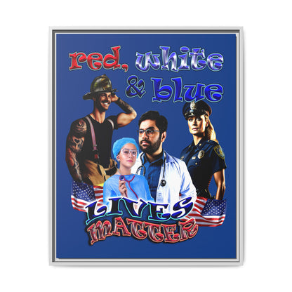rw&b lives matter - framed canvas art (dark blue)