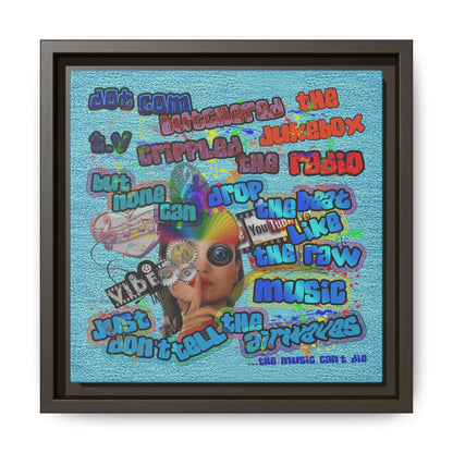 drop the beat - framed canvas art (faded blue)