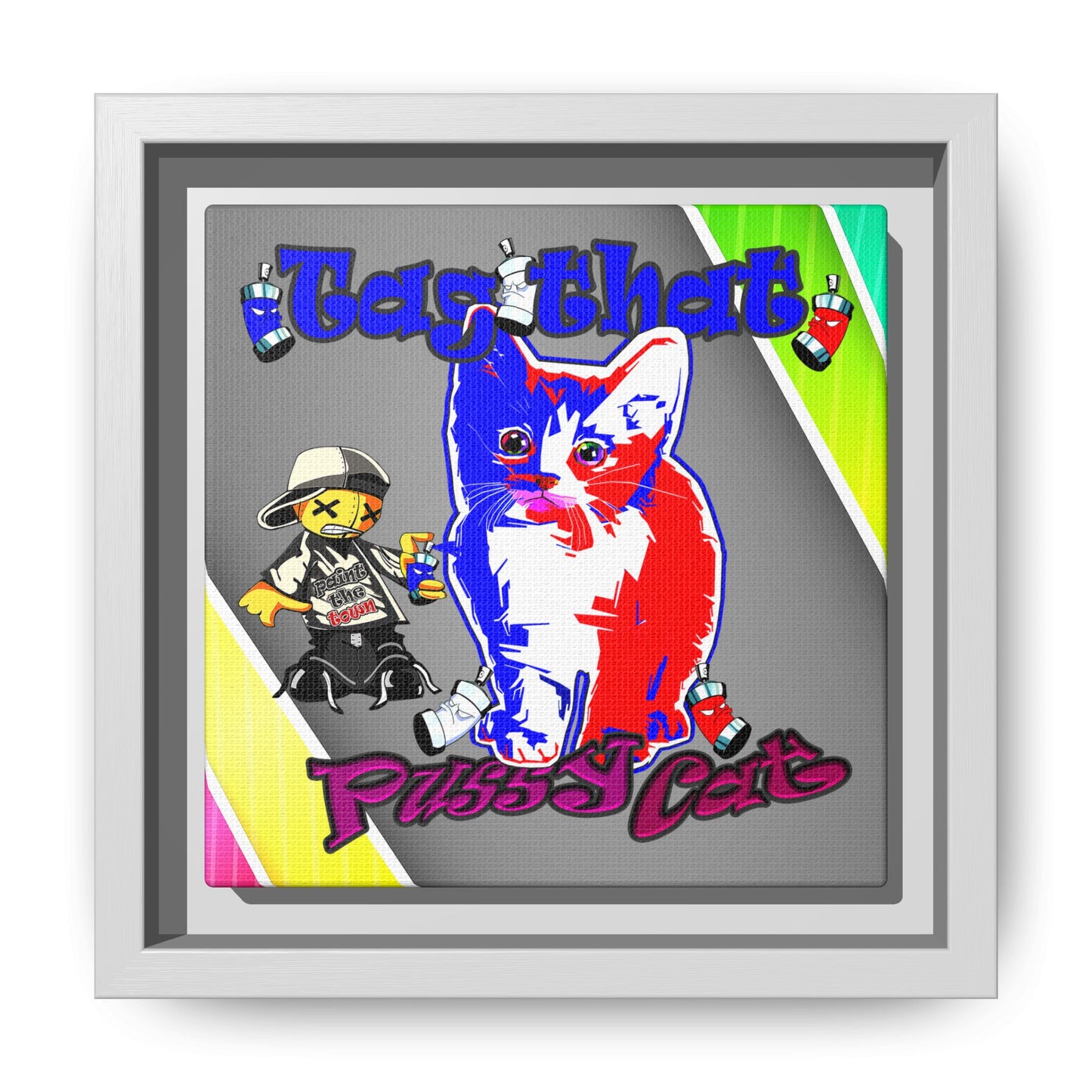 tag that - framed canvas art (rainbow split)