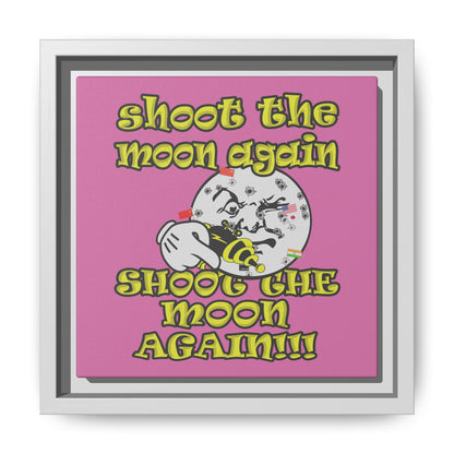 shoot the moon again - framed canvas art (light pink)