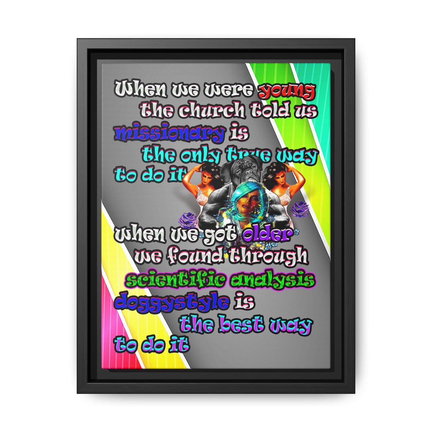 doggystyle - framed canvas art (rainbow split)