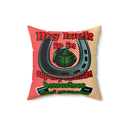 my luck - Spun Polyester Square Pillow - (yellow-orange wave)