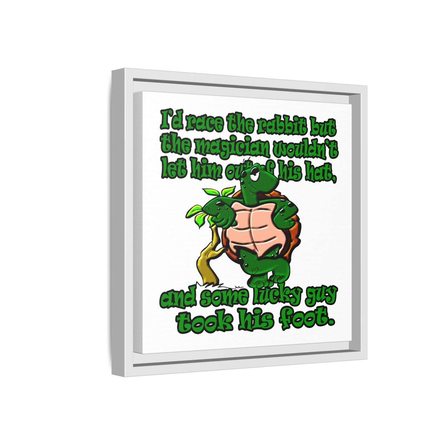 turtle race - framed canvas art (white)