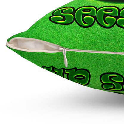 green monster - Spun Polyester Square Pillow - (green turf)