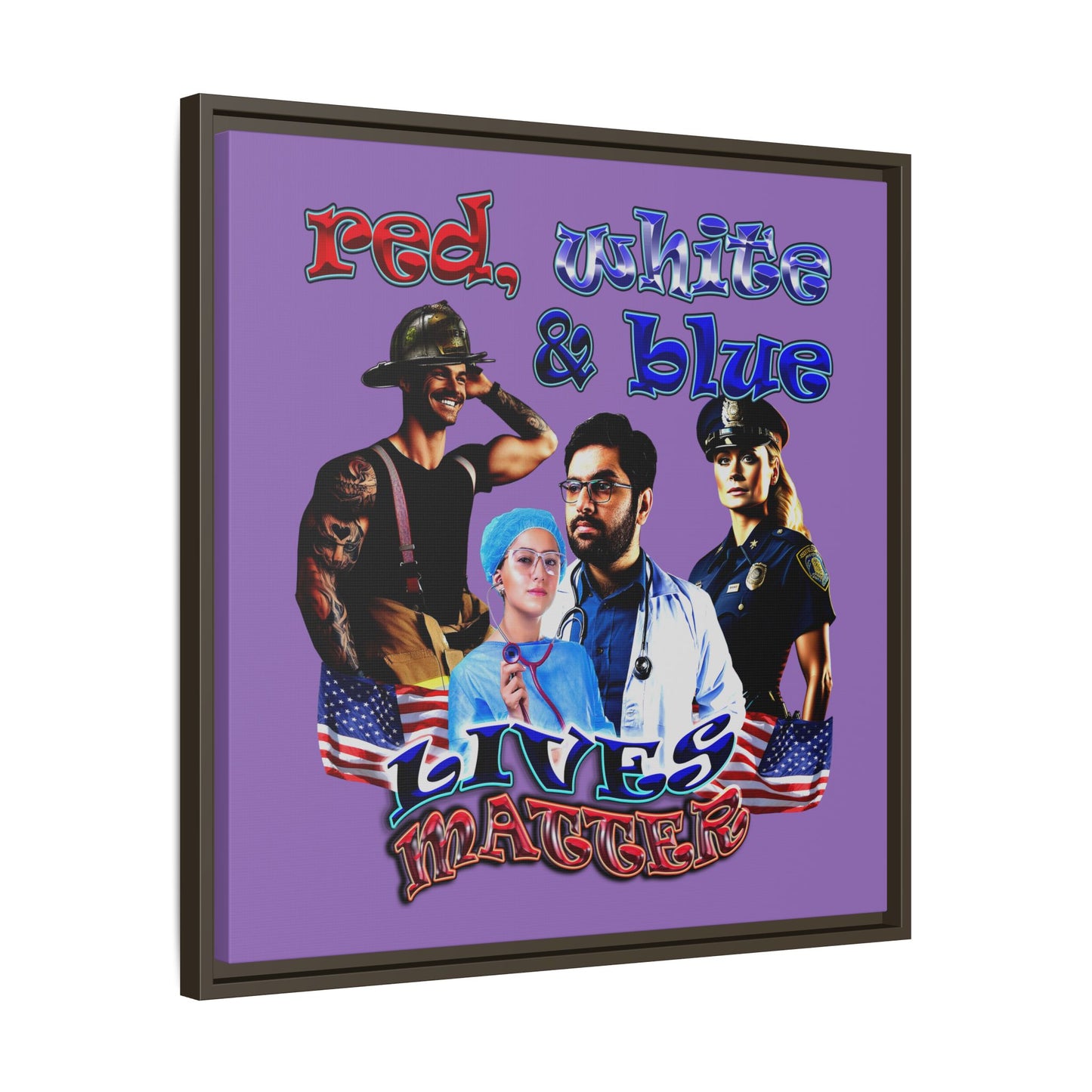 rw&b lives matter - framed canvas art (light purple)