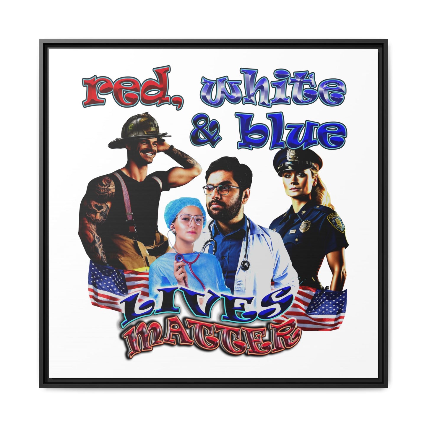 rw&b lives matter - framed canvas art (white)