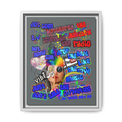 drop the beat - framed canvas art (dark grey)