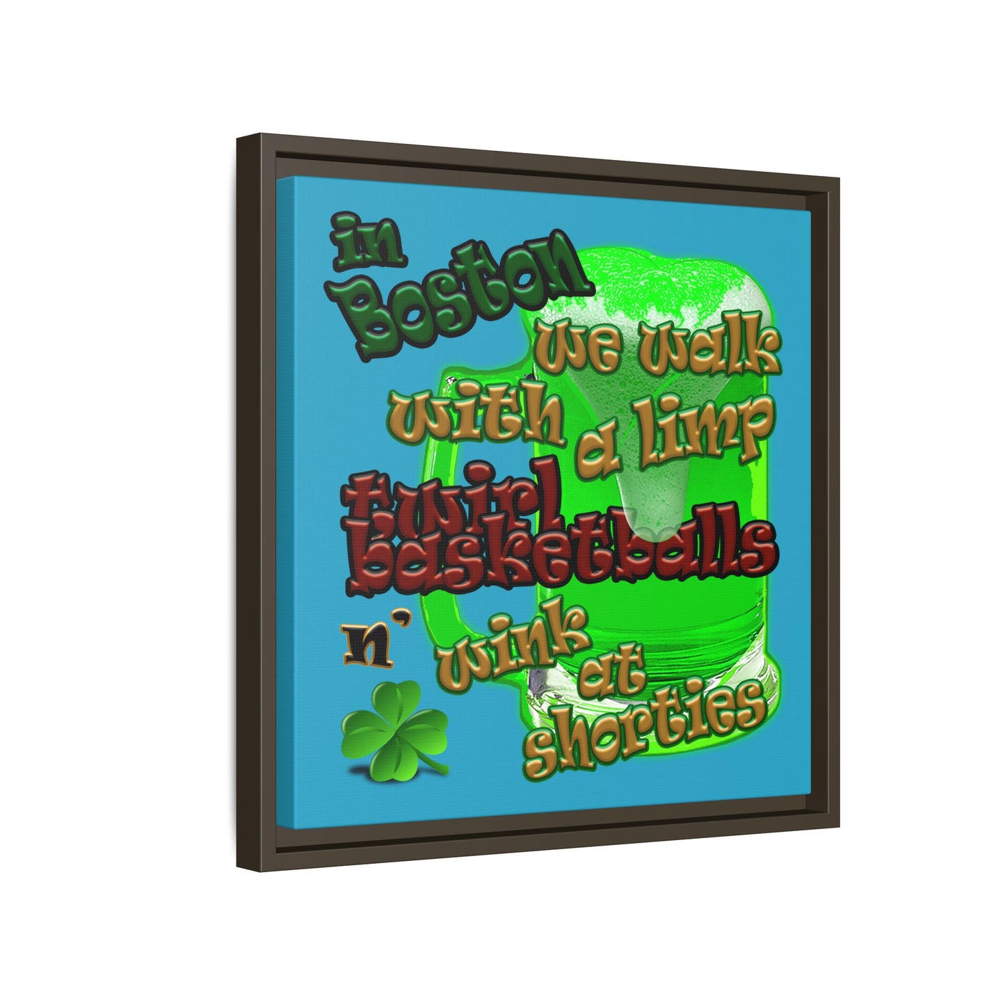 celtics logo - framed canvas art (turquoise)