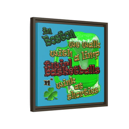 celtics logo - framed canvas art (turquoise)