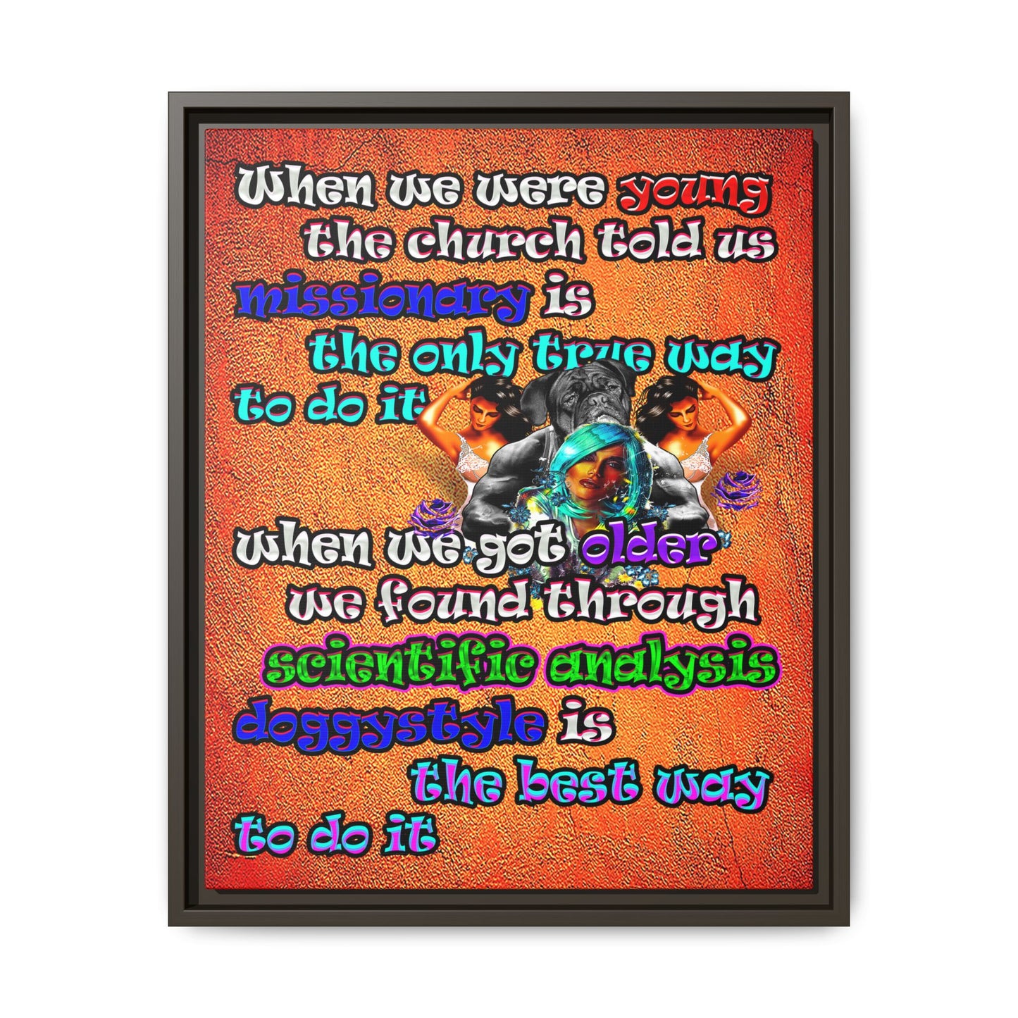 doggystyle - framed canvas art (burnt orange)