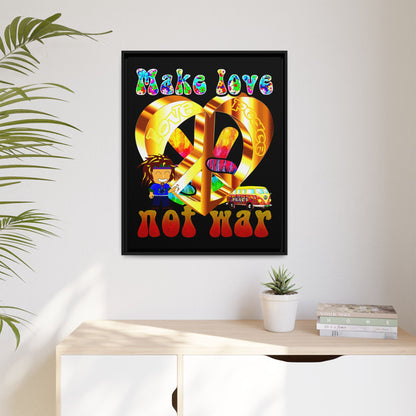 love peace - framed canvas art (black)
